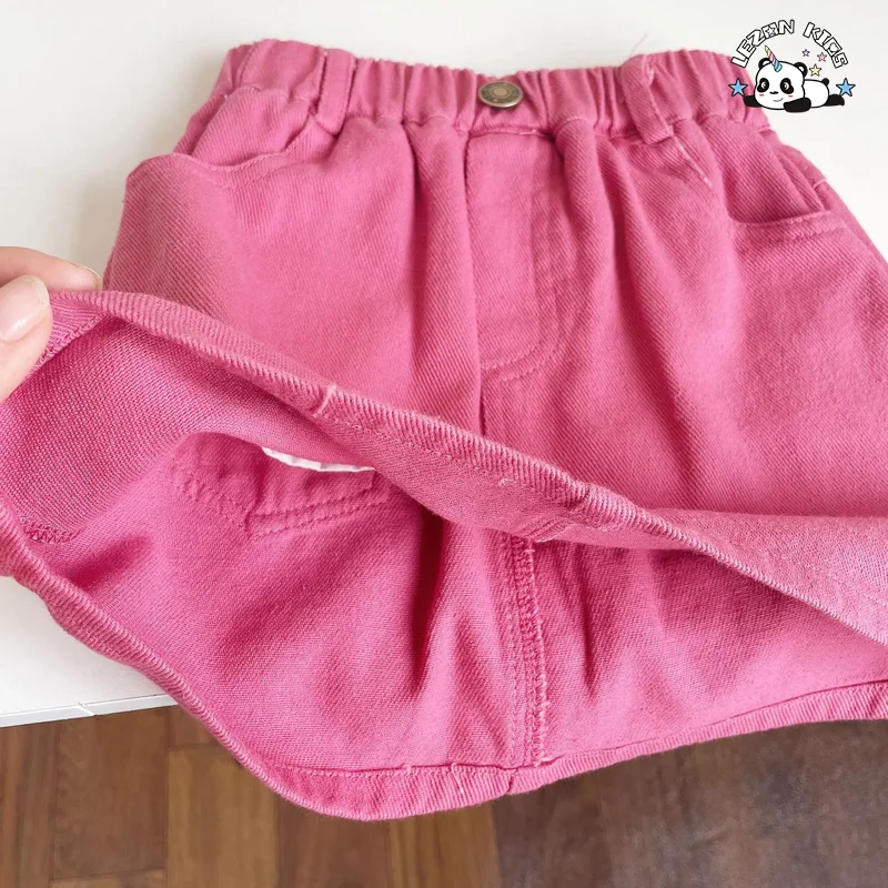 LEZONKIDS - Conjuntos de Roupas para Meninas Rosa com Estampa de Letra Camiseta de Algodão Short de Jeans Rosa Doce Fofo Conjuntos de Roupas Infantil Personalizados